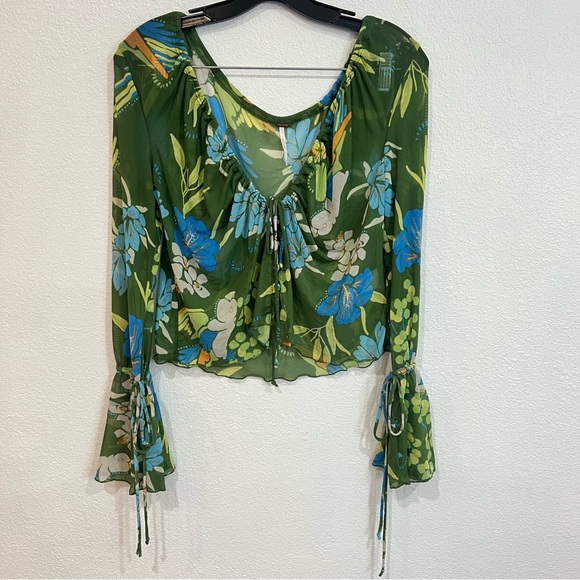 Free People Of Paradise Top in Palm Combo Green Women’s Size XS - Picture 2 of 4